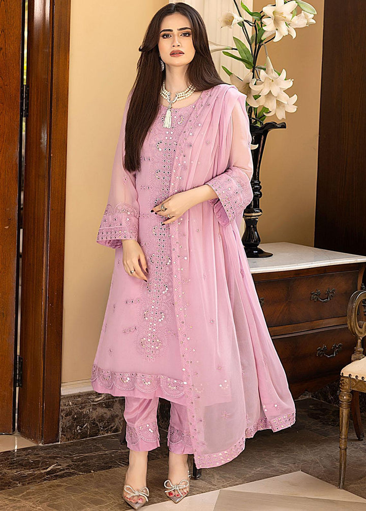 Merakish By Shahzeb Textiles Embroidered Chiffon Suits Unstitched 3 Piece ST23-MK5 03 Purple Pel - Luxury Collection