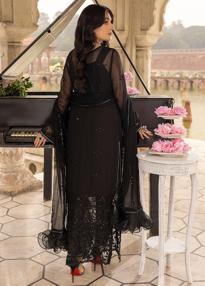 Merakish By Shahzeb Textiles Embroidered Chiffon Suits Unstitched 3 Piece ST22-MK3 Smokey Black - Luxury Collection