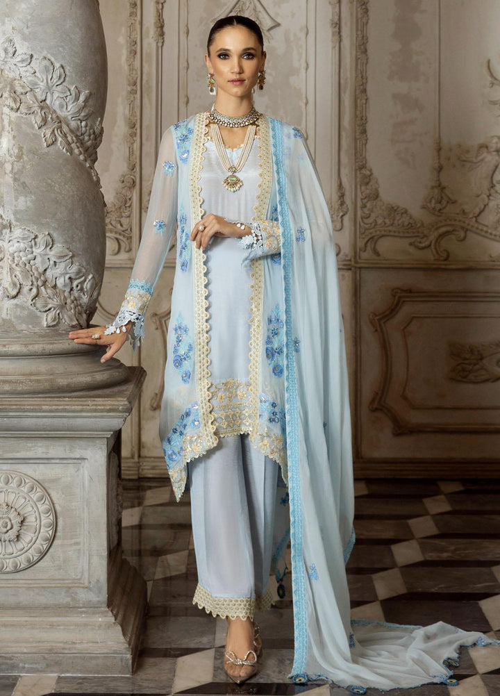 Shahzeb Textiles Pret Embroidered Chiffon 3 Piece Suit ST23MC Baby Blue