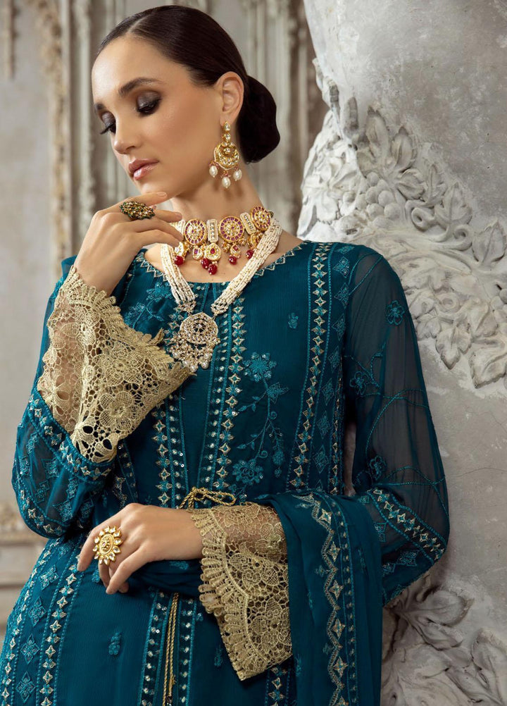Shahzeb Textiles Pret Embroidered Chiffon 3 Piece Suit ST23MC Dark Teal
