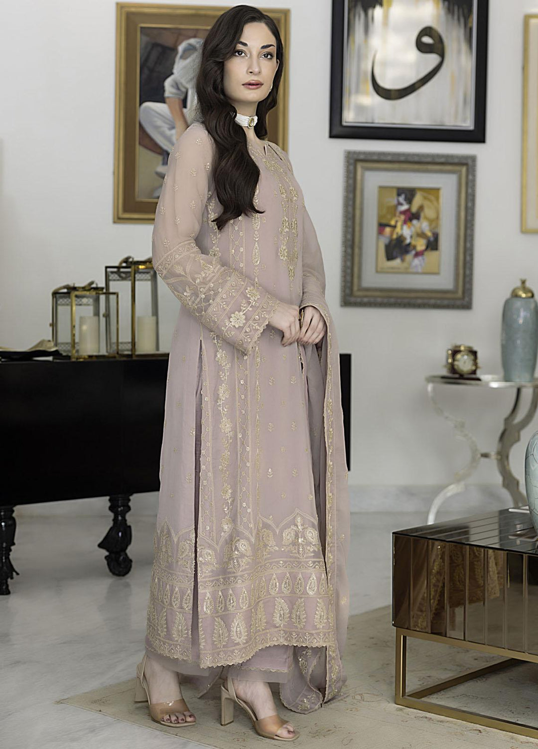 Merakish By Shahzeb Textiles Embroidered Chiffon Suits Unstitched 3 Piece ST24MK-V10 Carnation Pink - Festive Collection