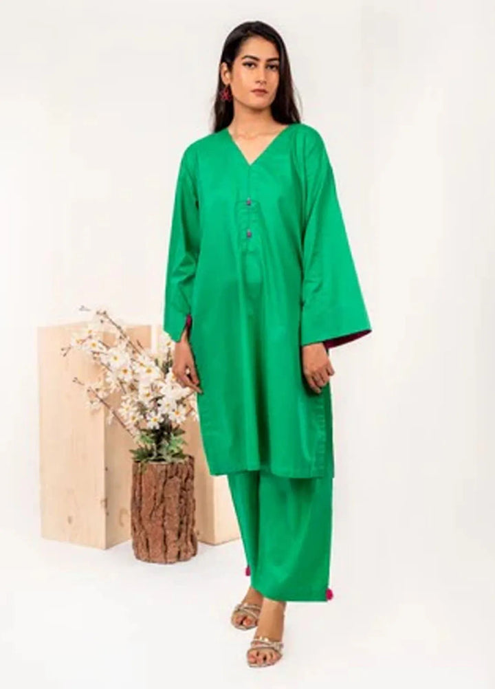 MHK Pret Printed Cotton 2 Piece Suit Green Pret