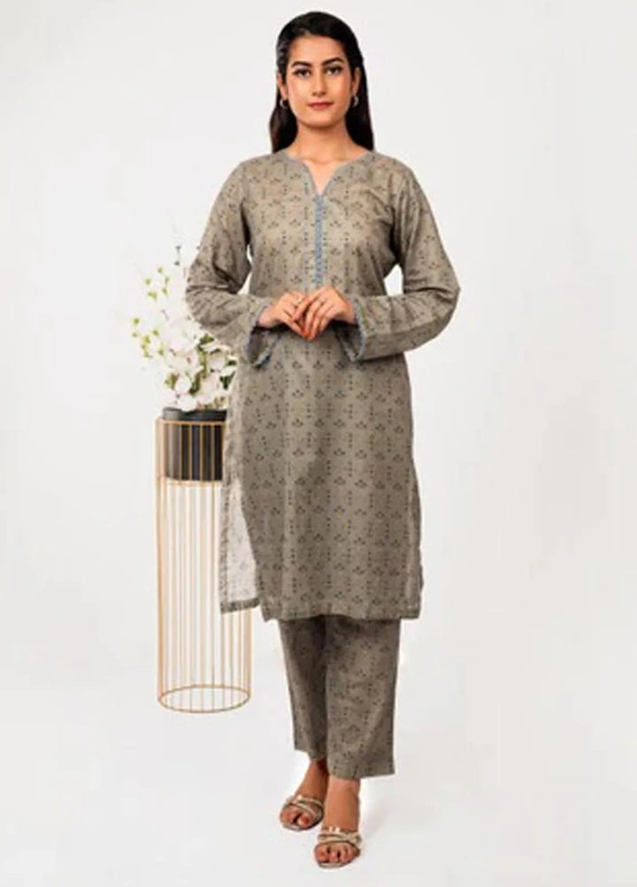 MHK Pret Printed Lawn 2 Piece Suit Olive Green