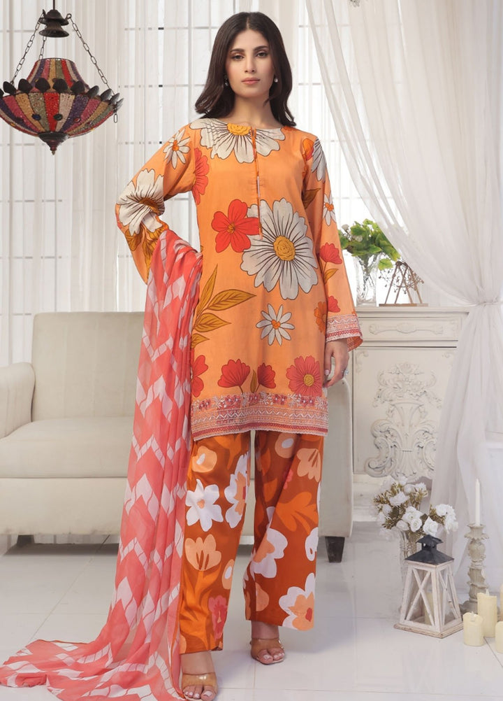 Midnight Murmurs By Feathers Pret Embroidered Lawn 3 Piece Suit Tawny