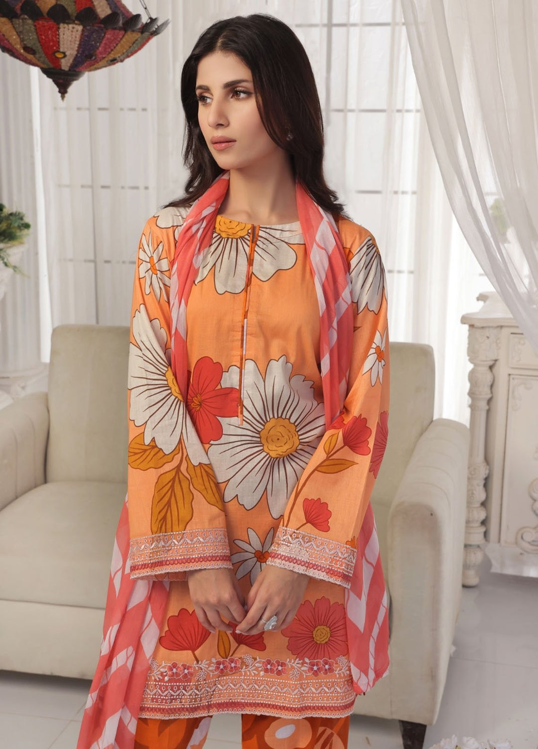 Midnight Murmurs By Feathers Pret Embroidered Lawn 3 Piece Suit Tawny