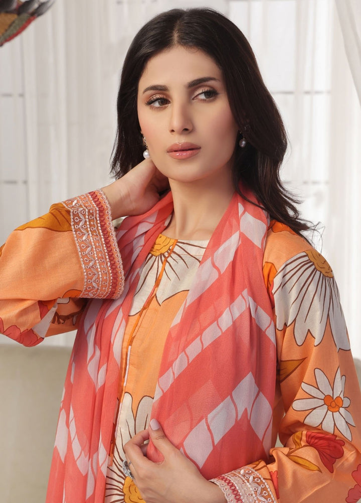 Midnight Murmurs By Feathers Pret Embroidered Lawn 3 Piece Suit Tawny