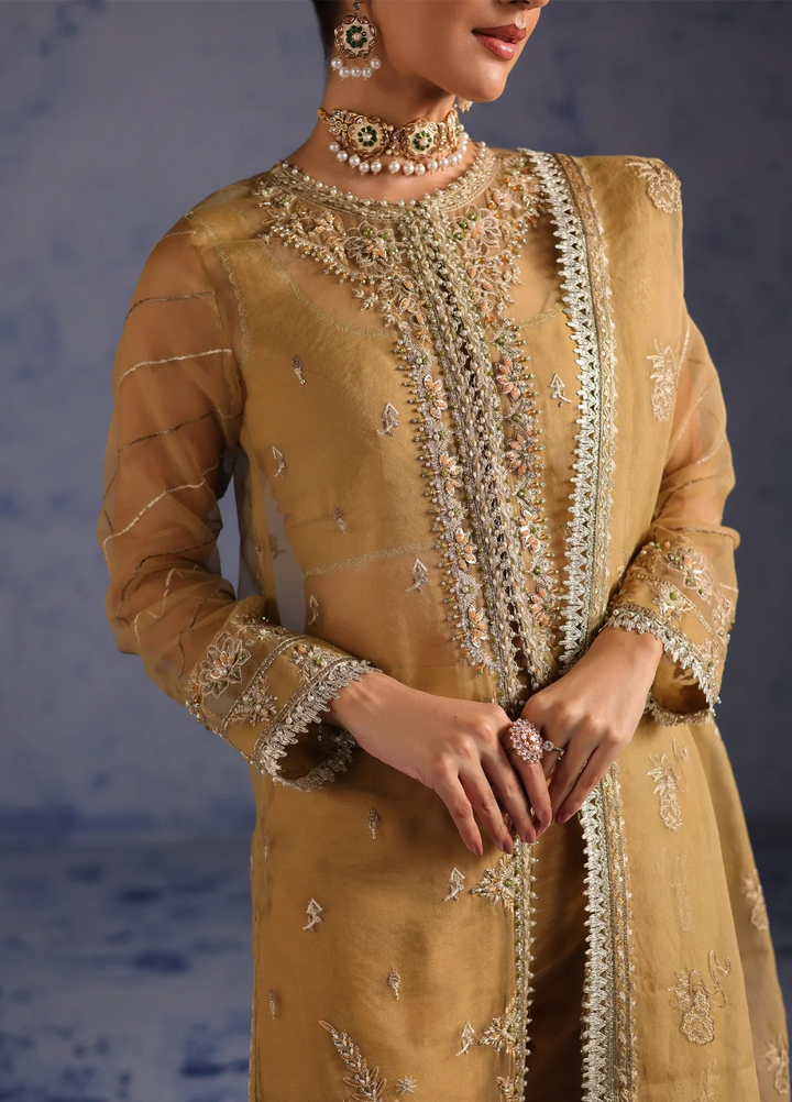 Amoris by Imran Ramzan Embroidered Organza 3 Piece Suit Miel Dore - Wedding Collection
