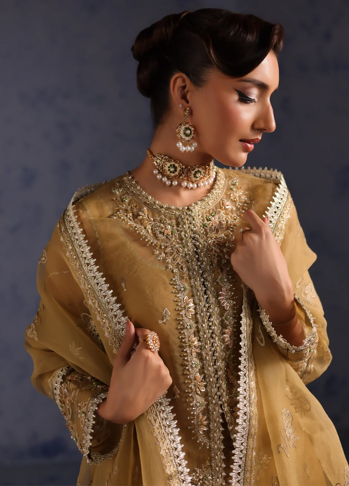 Amoris by Imran Ramzan Embroidered Organza 3 Piece Suit Miel Dore - Wedding Collection