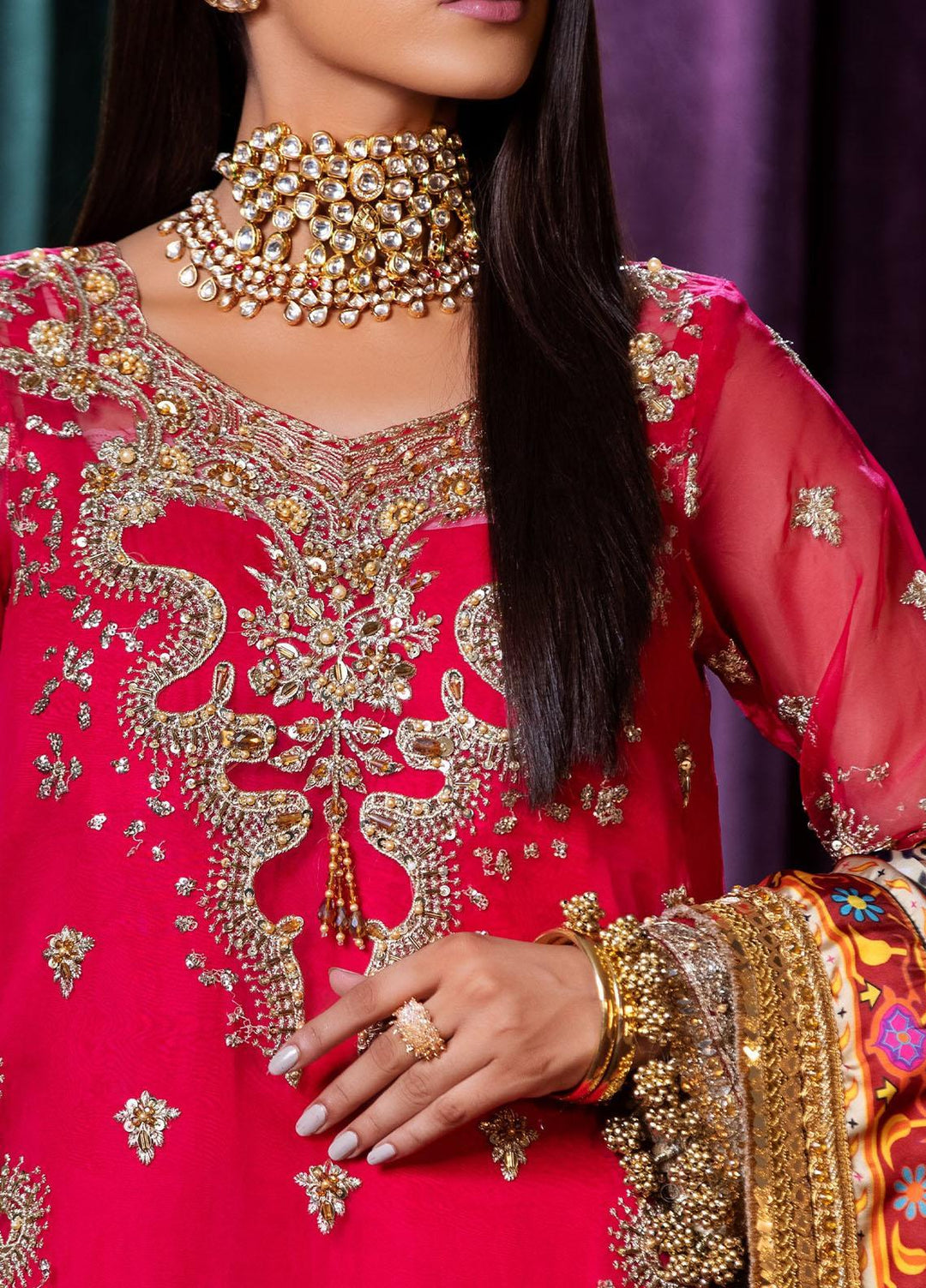 Mijwan By Maryum N Maria Embroidered Organza Suits Unstitched 3 Piece MNM23MJ MFD0123 Elise - Festive Collection