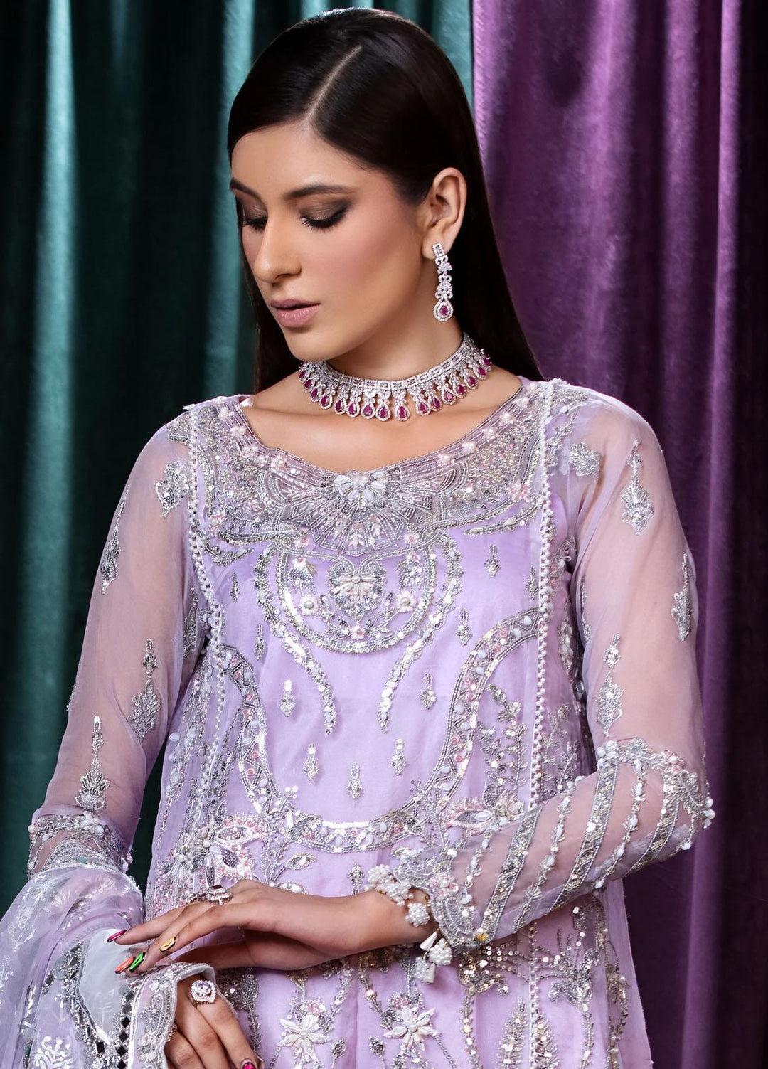 Mijwan By Maryum N Maria Embroidered Organza Suits Unstitched 3 Piece MNM23MJ MFD0124 Sophie - Festive Collection