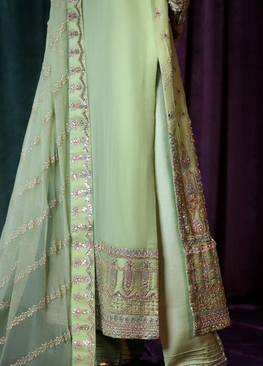 Mijwan By Maryum N Maria Embroidered Chiffon Suits Unstitched 3 Piece MNM23MJ MFD0125 Marie - Festive Collection