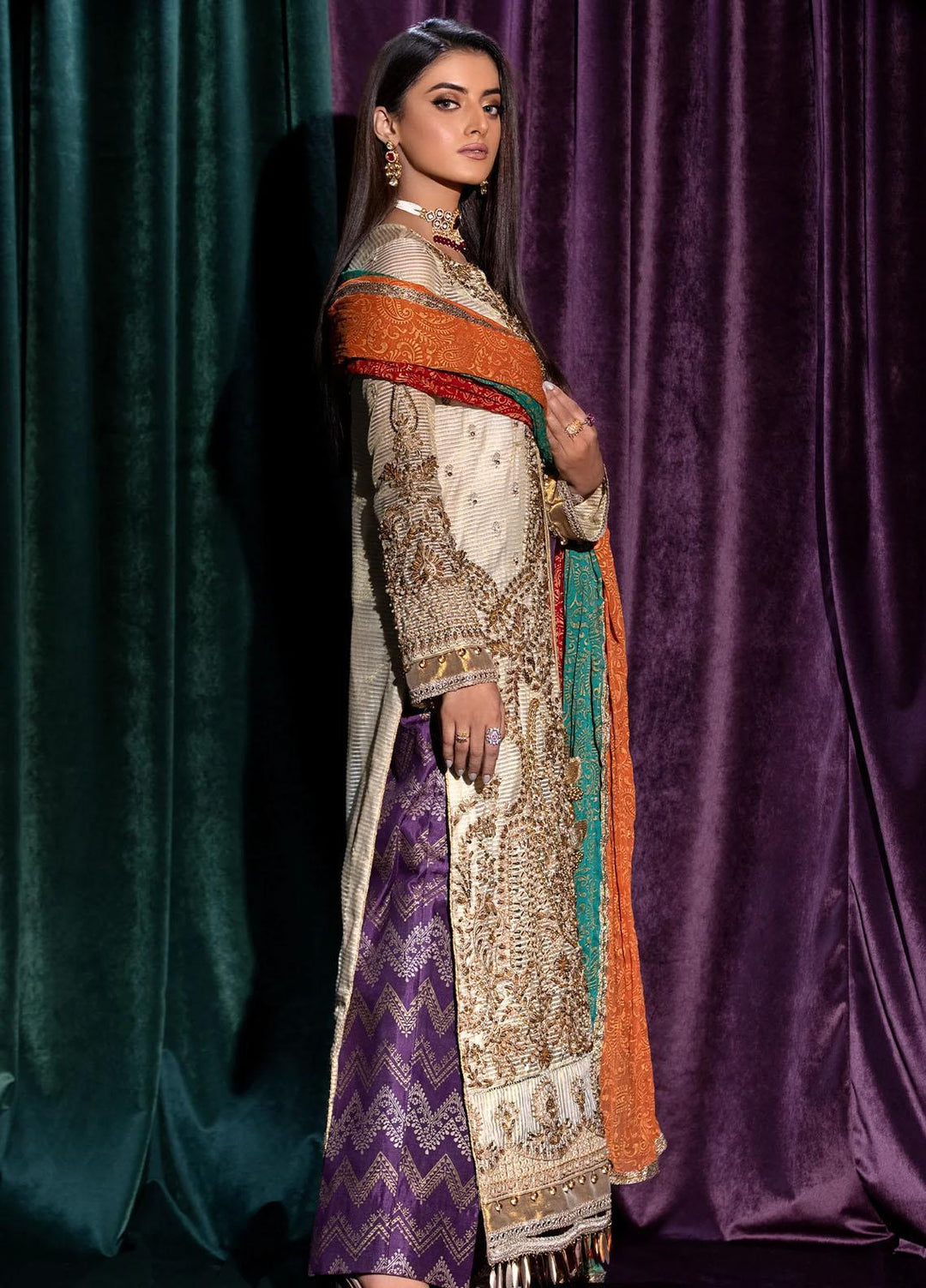 Mijwan By Maryum N Maria Embroidered Organza Suits Unstitched 3 Piece MNM23MJ MFD0126 Chloe - Festive Collection