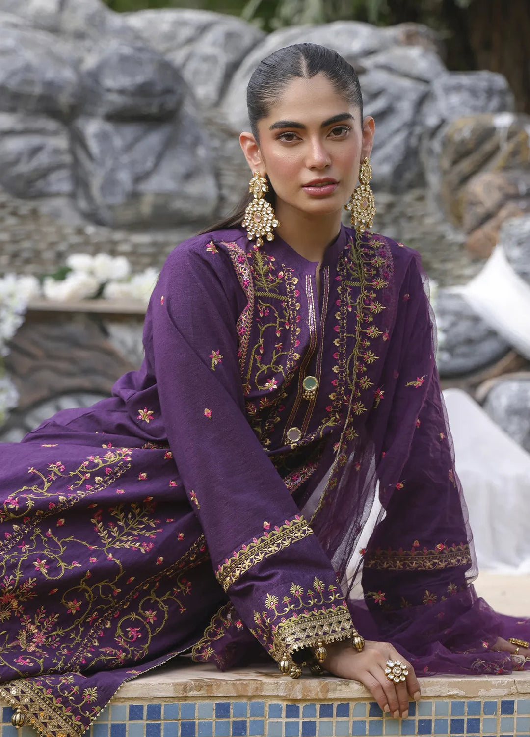 Mina by Salitex Embroidered Cambric Suits Unstitched 3 Piece SUNW24MI075UT - Fall Collection