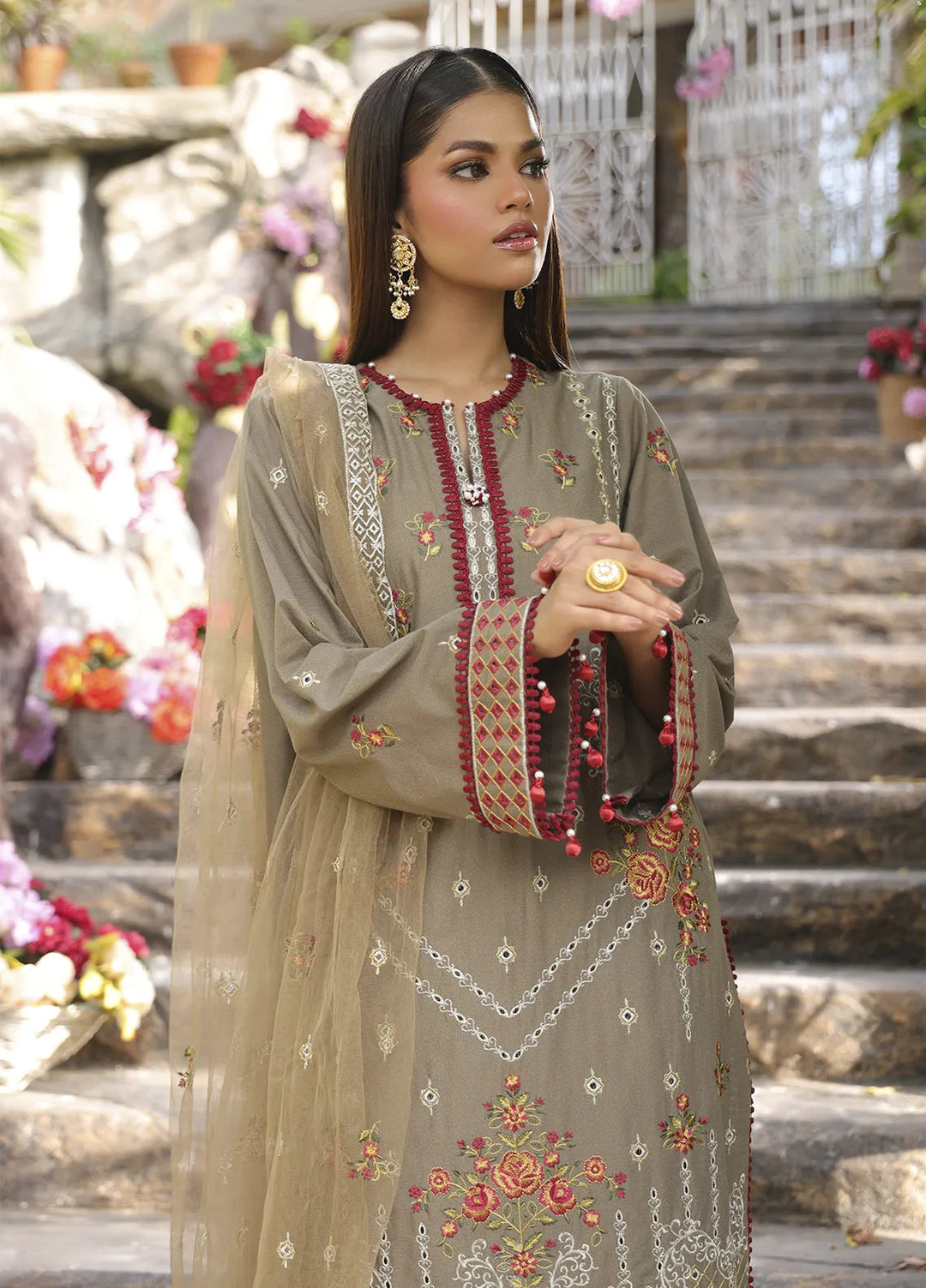 Mina by Salitex Embroidered Cambric Suits Unstitched 3 Piece SUNW24MI080UT - Fall Collection