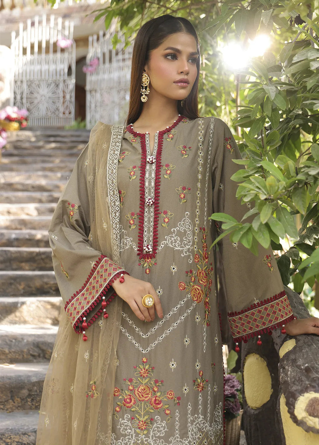 Mina by Salitex Embroidered Cambric Suits Unstitched 3 Piece SUNW24MI080UT - Fall Collection