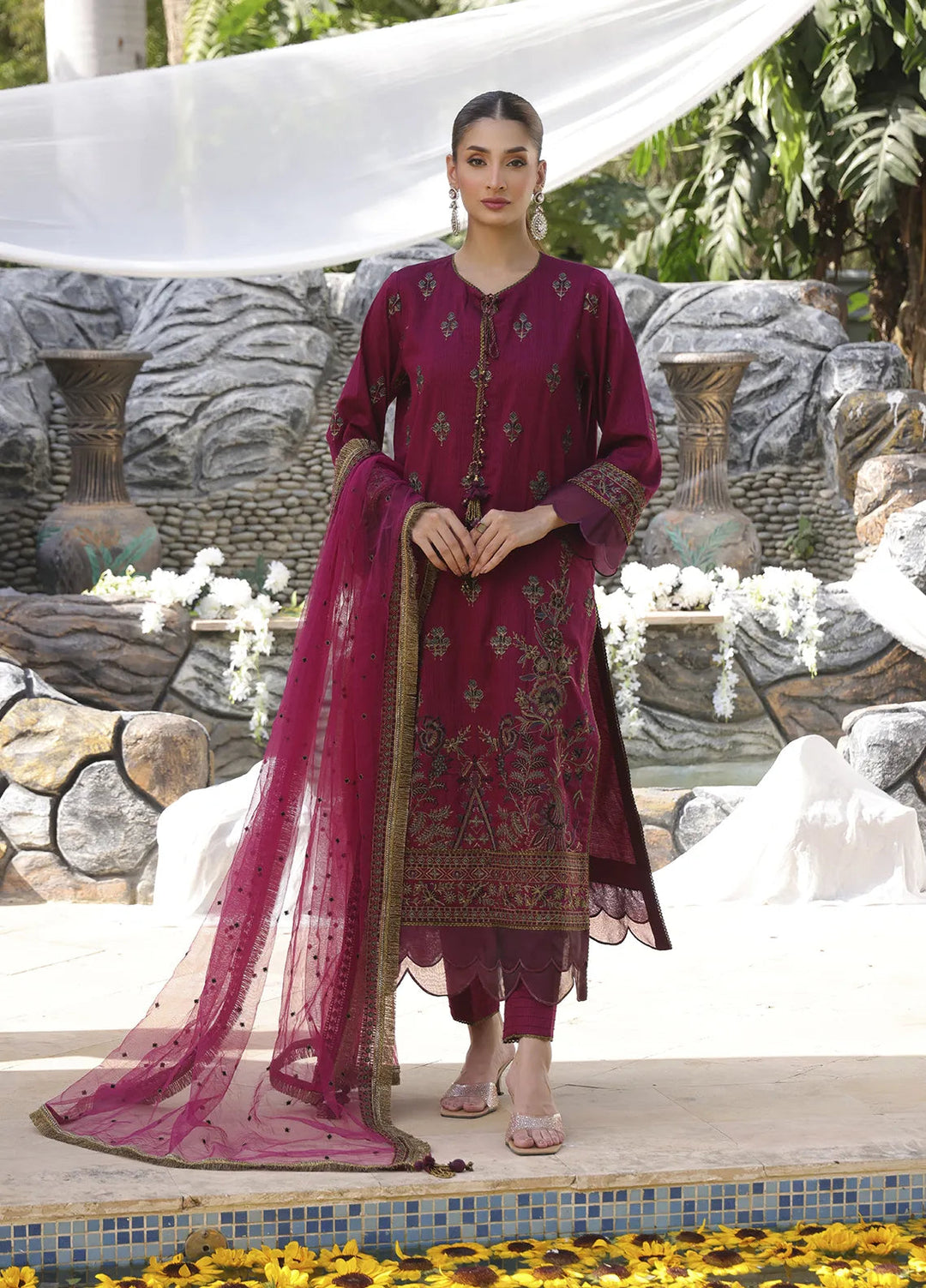 Mina by Salitex Embroidered Cambric Suits Unstitched 3 Piece SUNW24MI081UT - Fall Collection