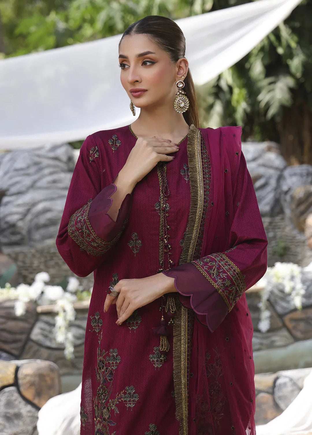Mina by Salitex Embroidered Cambric Suits Unstitched 3 Piece SUNW24MI081UT - Fall Collection
