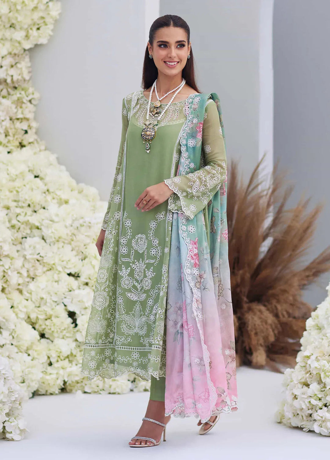 Mina Hasan Embroidered Chiffon Suit Unstitched 3 Piece Noura - Formal Collection