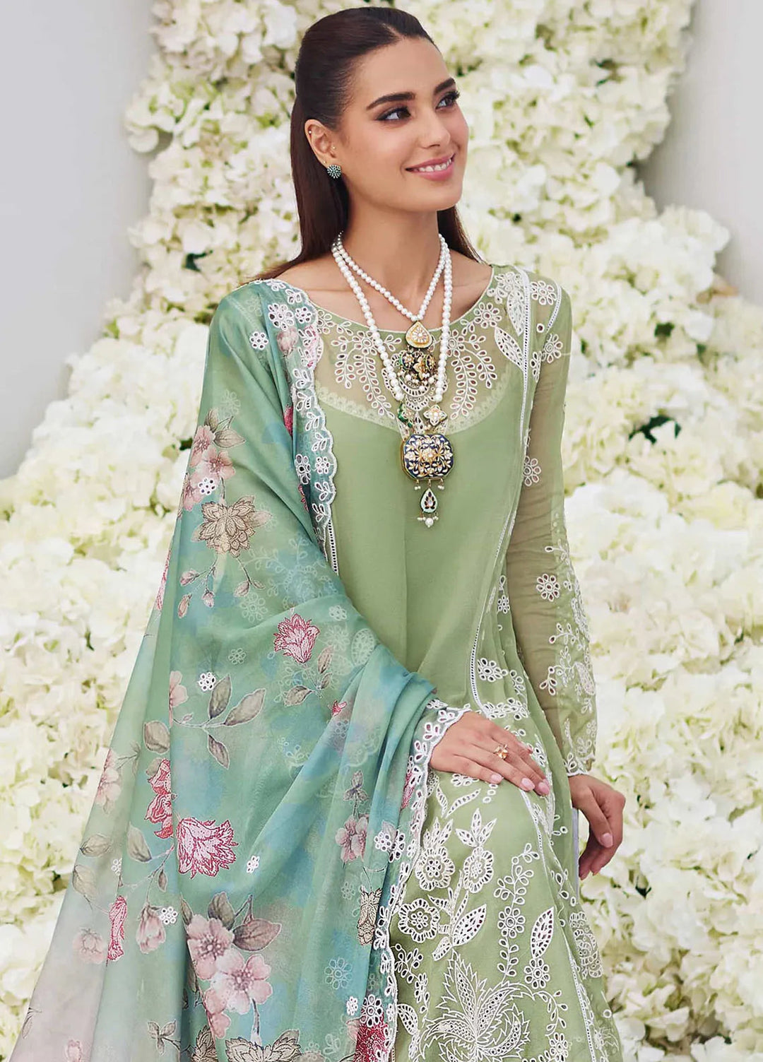 Mina Hasan Embroidered Chiffon Suit Unstitched 3 Piece Noura - Formal Collection