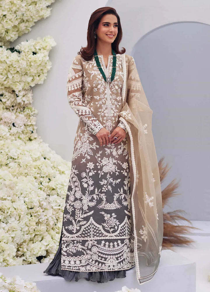 Mina Hasan Embroidered Organza Suit Unstitched 3 Piece Inaaya - Formal Collection