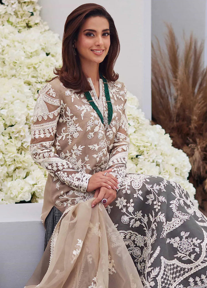 Mina Hasan Embroidered Organza Suit Unstitched 3 Piece Inaaya - Formal Collection