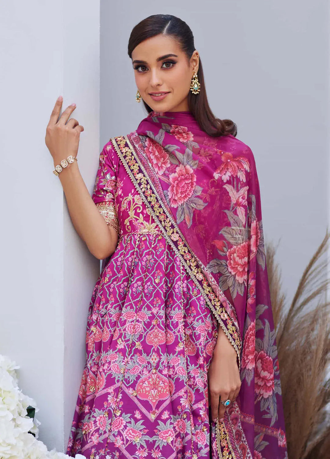 Mina Hasan Embroidered Raw Silk Suit Unstitched 3 Piece Nisha - Formal Collection