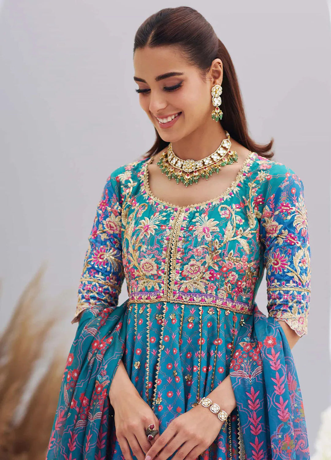 Mina Hasan Embroidered Raw Silk Suit Unstitched 3 Piece Zayna - Formal Collection