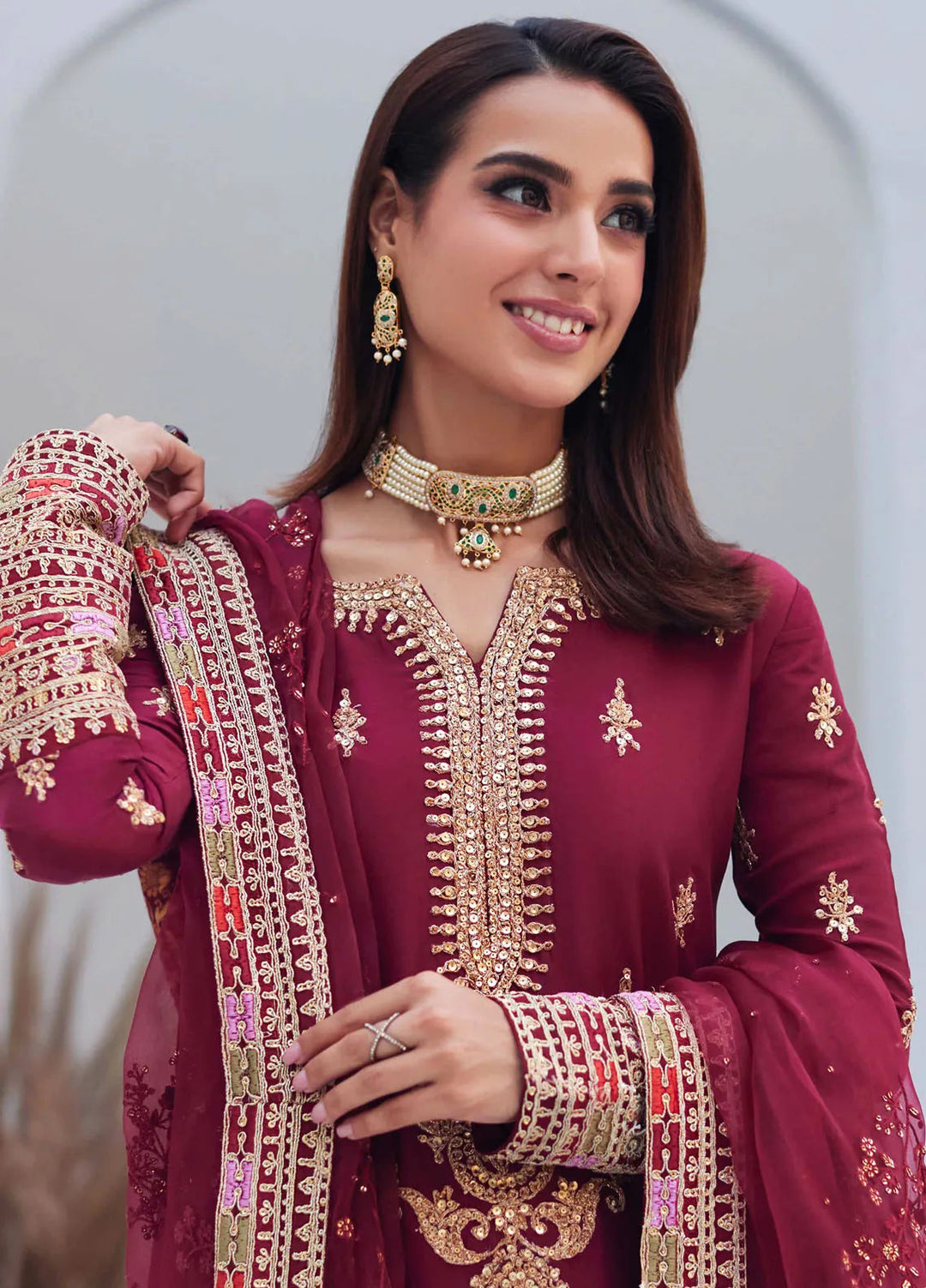 Mina Hasan Embroidered Silk Suit Unstitched 3 Piece Maya - Formal Collection