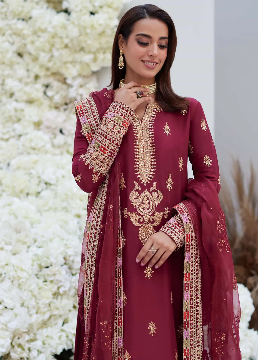 Mina Hasan Embroidered Silk Suit Unstitched 3 Piece Maya - Formal Collection