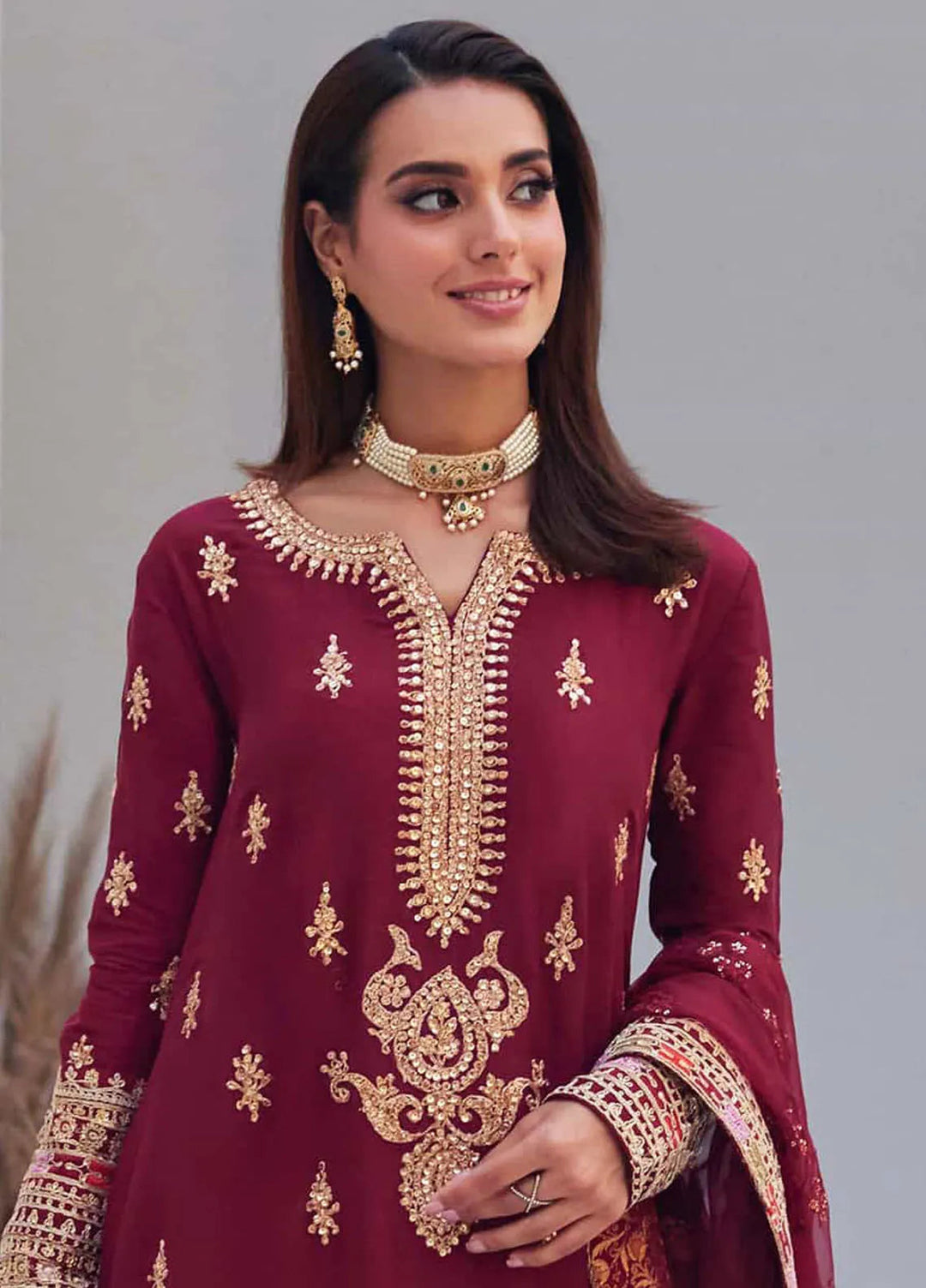 Mina Hasan Embroidered Silk Suit Unstitched 3 Piece Maya - Formal Collection