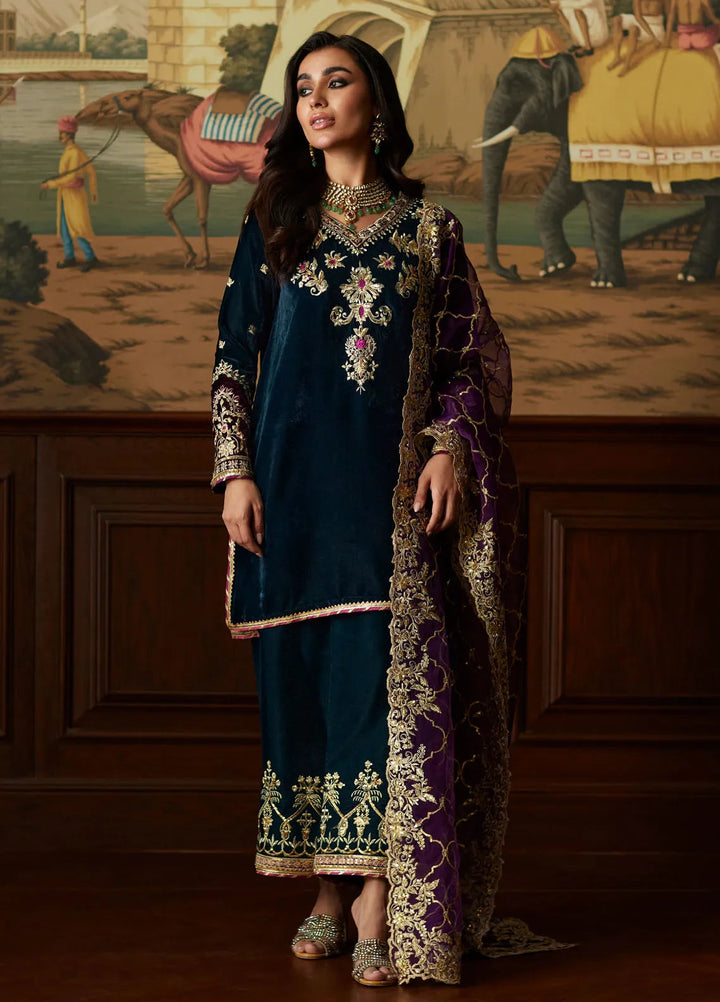 Mina Hasan Embroidered Velvet Suit Unstitched 3 Piece MNH24VL Amani - Formal Collection