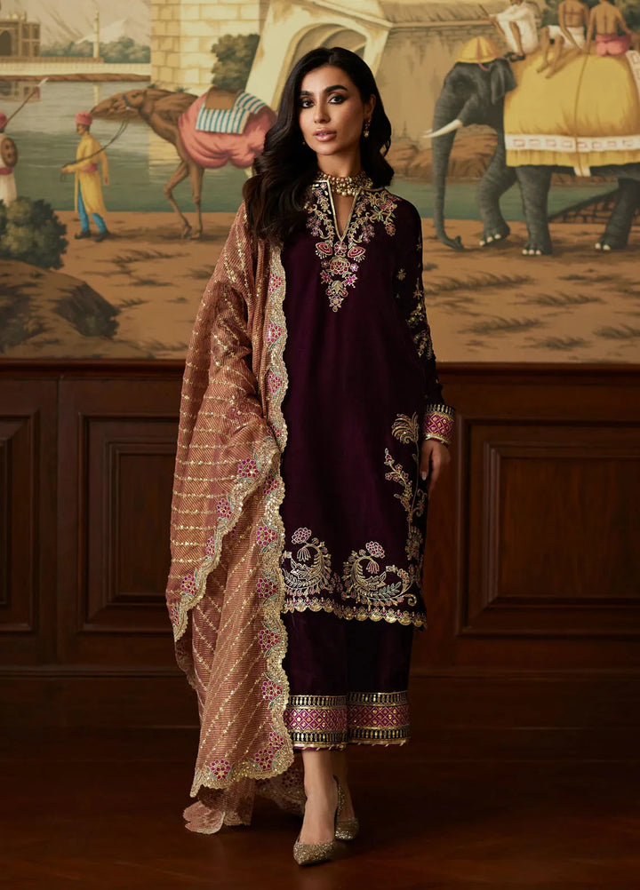 Mina Hasan Embroidered Velvet Suit Unstitched 3 Piece MNH24VL Ayesha - Formal Collection