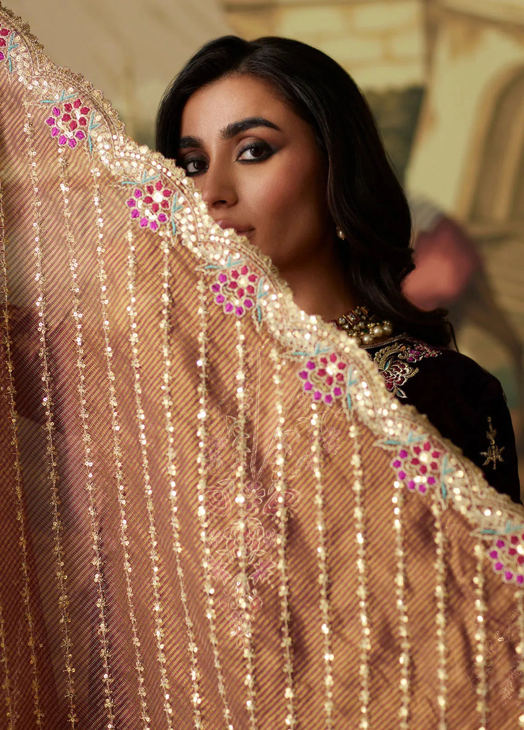 Mina Hasan Embroidered Velvet Suit Unstitched 3 Piece MNH24VL Ayesha - Formal Collection