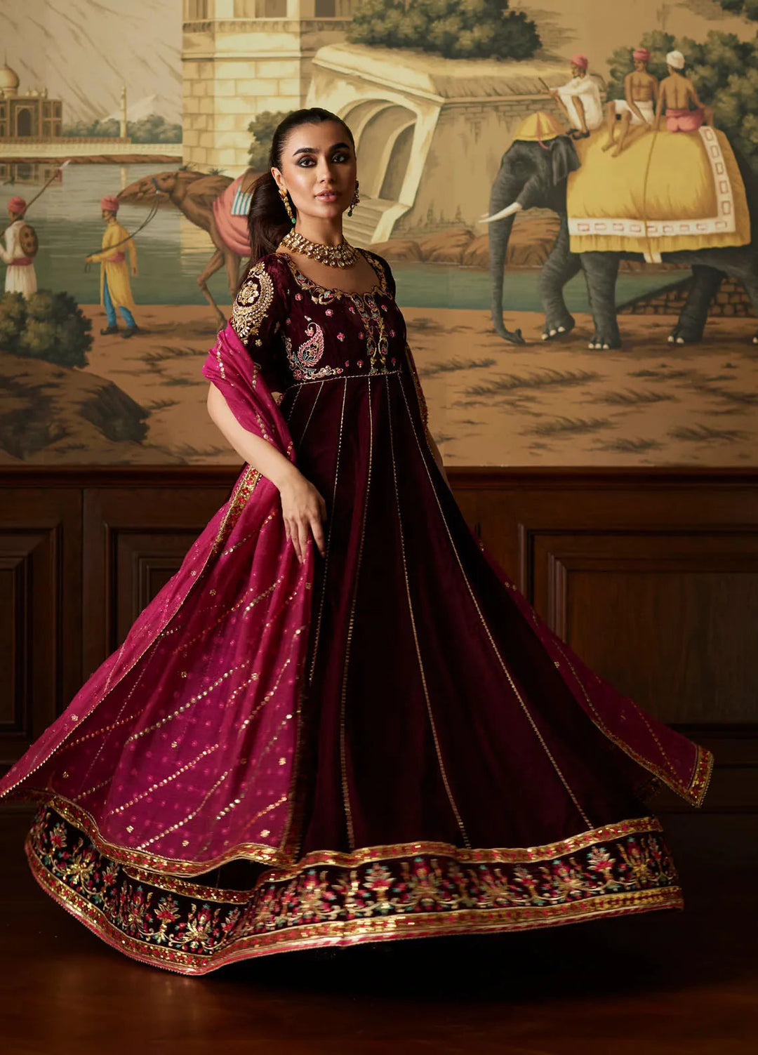 Mina Hasan Embroidered Velvet Suit Unstitched 3 Piece MNH24VL Daaniya - Formal Collection