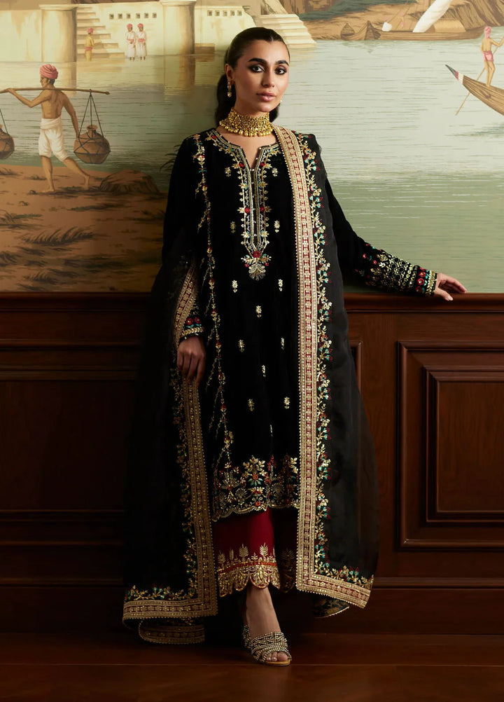 Mina Hasan Embroidered Velvet Suit Unstitched 3 Piece MNH24VL Jahan - Formal Collection