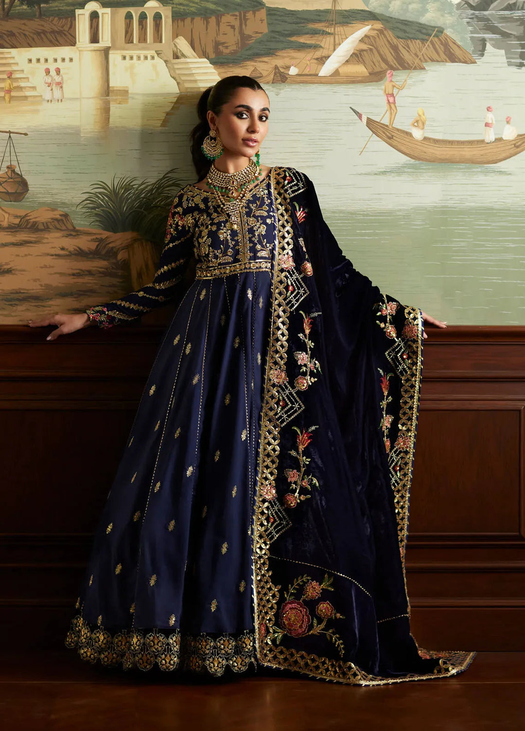 Mina Hasan Embroidered Velvet Suit Unstitched 3 Piece MNH24VL Raniya - Formal Collection