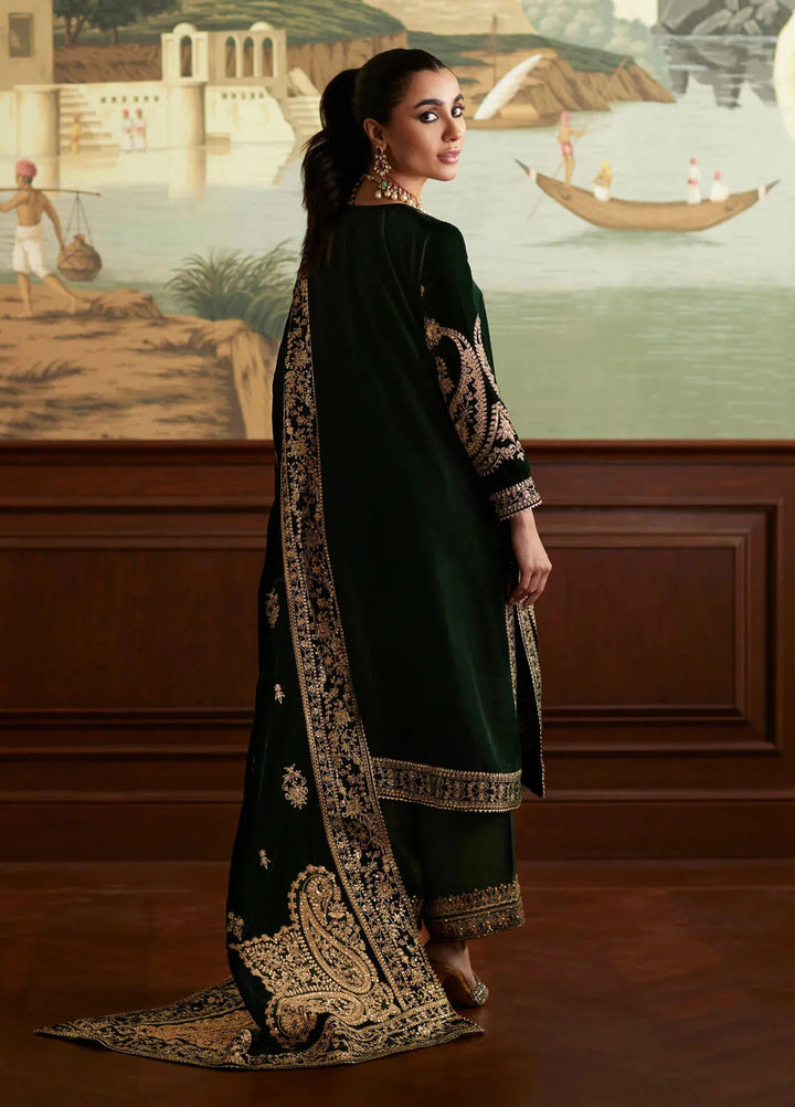 Mina Hasan Embroidered Velvet Suit Unstitched 3 Piece MNH24VL Zehra - Formal Collection