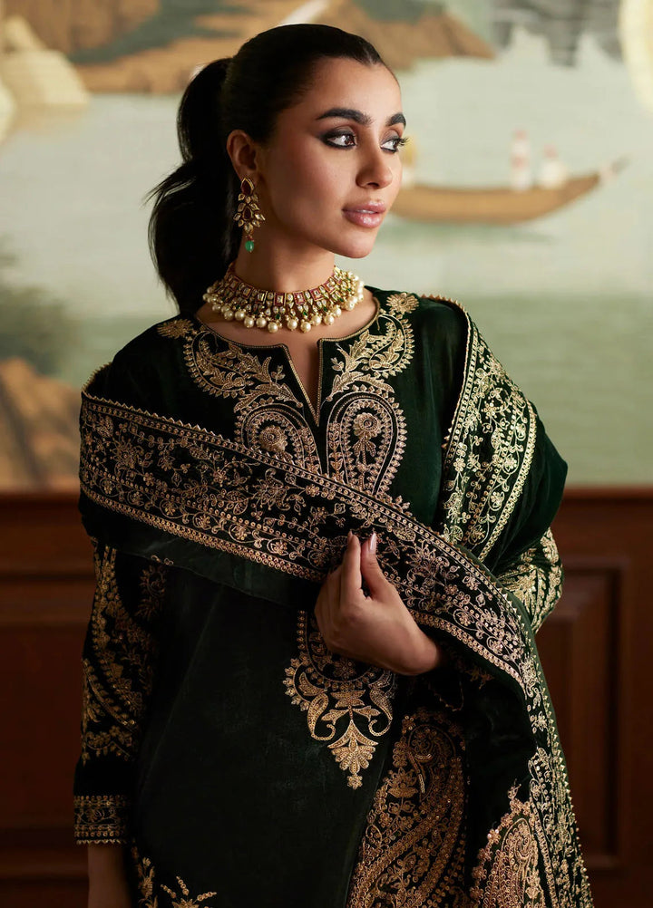 Mina Hasan Embroidered Velvet Suit Unstitched 3 Piece MNH24VL Zehra - Formal Collection