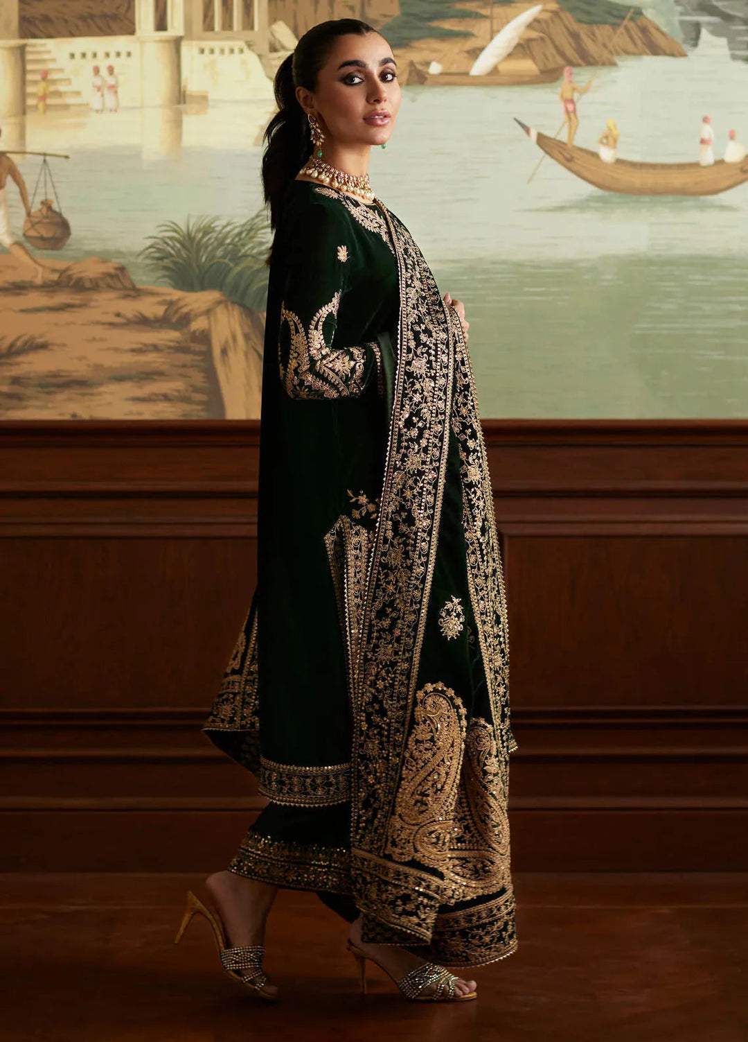 Mina Hasan Embroidered Velvet Suit Unstitched 3 Piece MNH24VL Zehra - Formal Collection