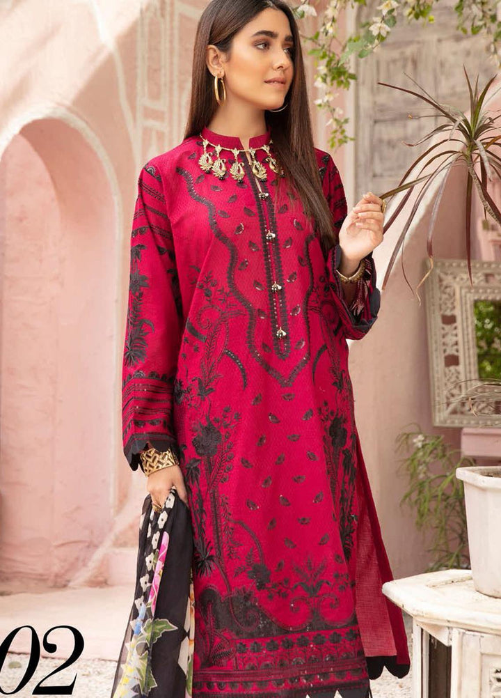 Mina by Riaz Arts Embroidered Lawn Suits Unstitched 3 Piece RA21SM SL-02 - Summer Collection