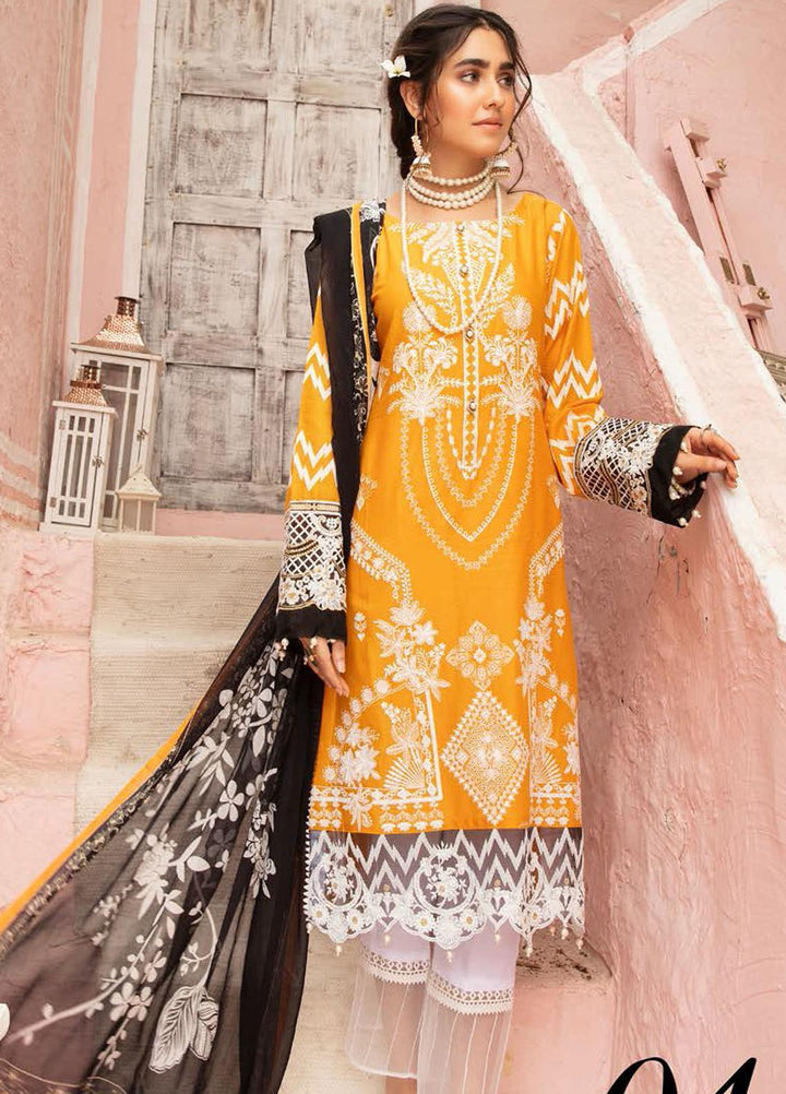 Mina by Riaz Arts Embroidered Lawn Suits Unstitched 3 Piece RA21SM SL-04 - Summer Collection