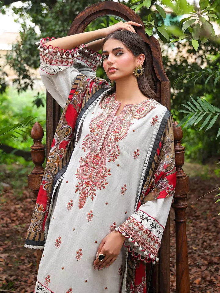 Salitex Women Embroidered Shemray Dobbey 3 Piece Suit SUNS24ALM008 - Winter Collection