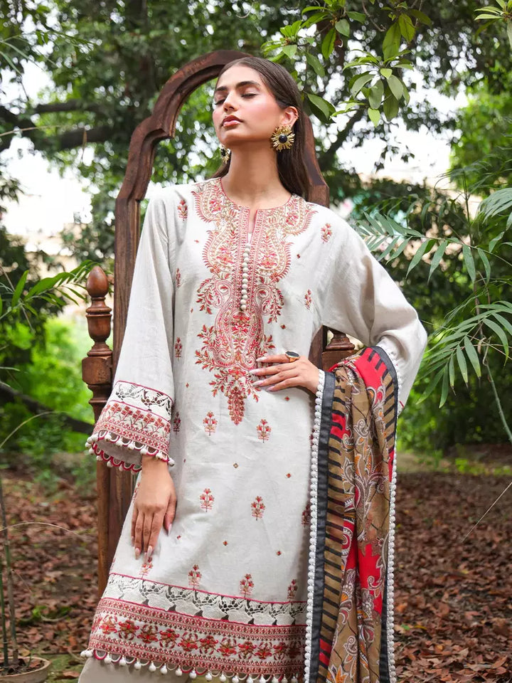 Salitex Women Embroidered Shemray Dobbey 3 Piece Suit SUNS24ALM008 - Winter Collection