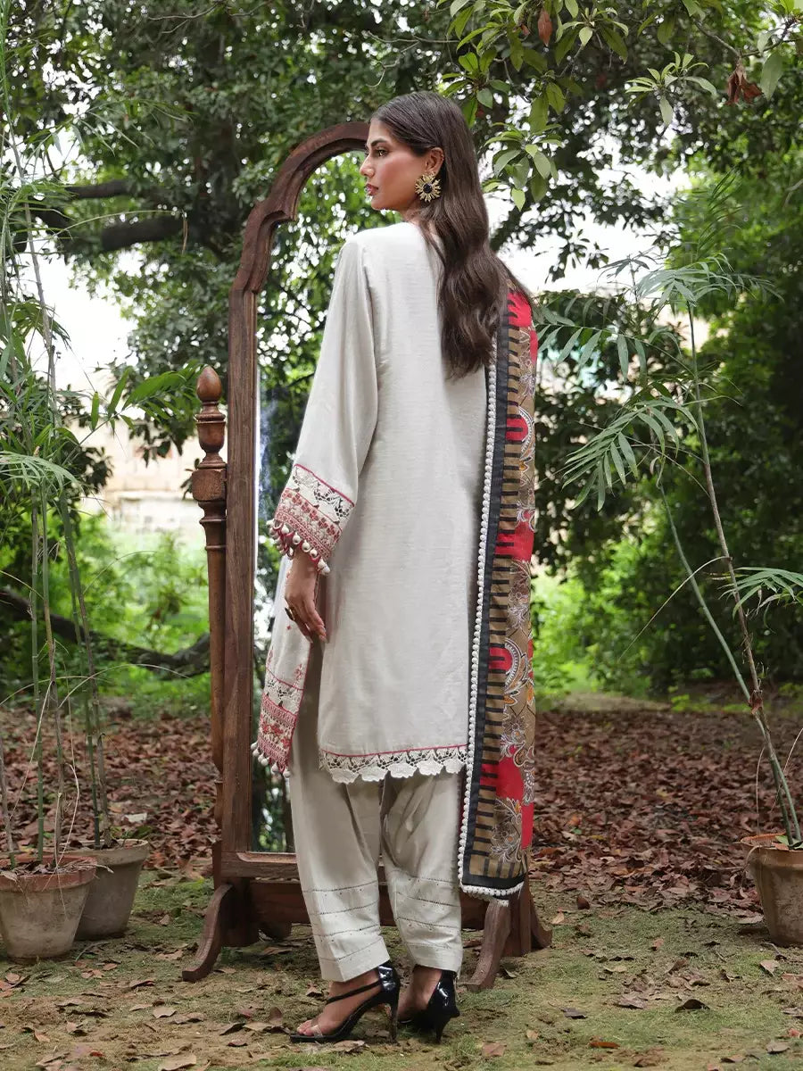 Salitex Women Embroidered Shemray Dobbey 3 Piece Suit SUNS24ALM008 - Winter Collection