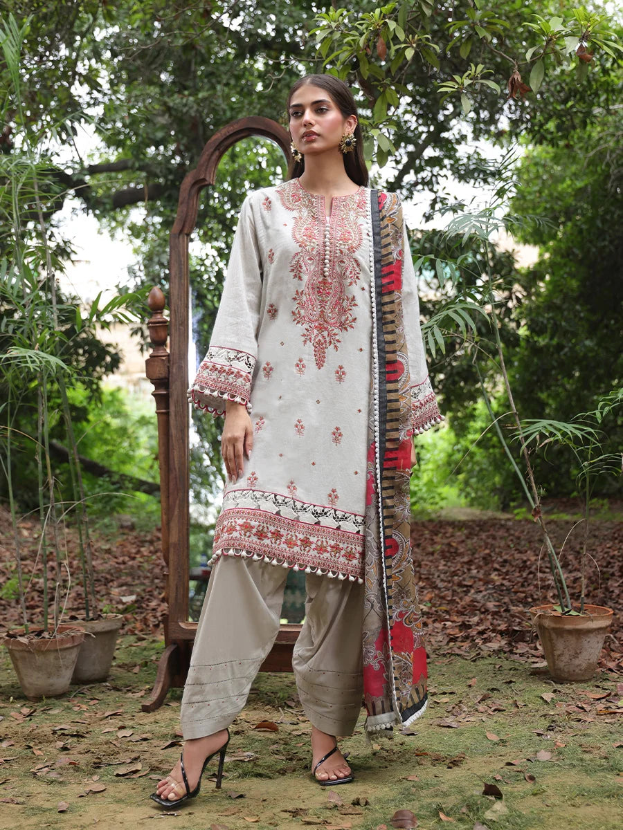 Salitex Women Embroidered Shemray Dobbey 3 Piece Suit SUNS24ALM008 - Winter Collection