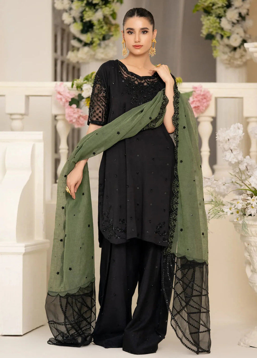 Minha by Miras Pret Embroidered Silk 3 Piece Veye