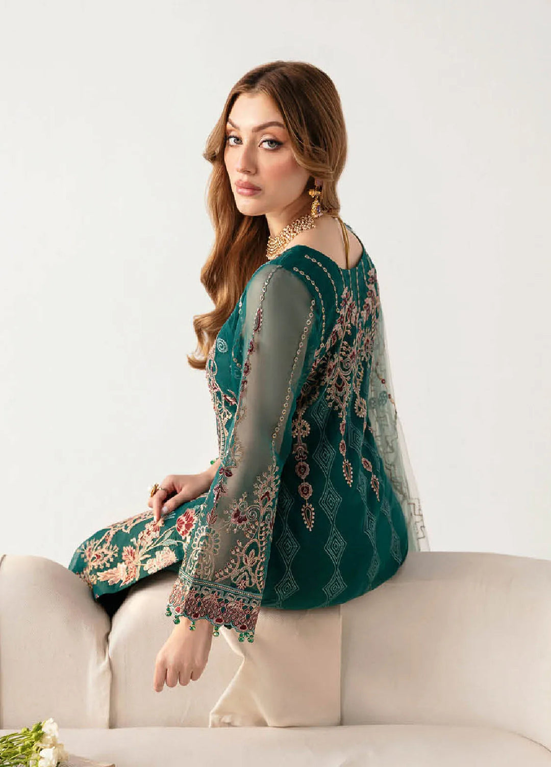 Minhal By Ramsha Embroidered Organza Suits Unstitched 3 Piece RSH24M M-1101 - Formal Collection