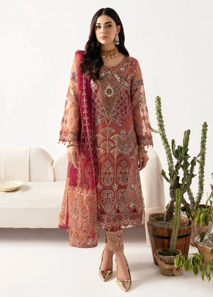 Minhal By Ramsha Embroidered Organza Suits Unstitched 3 Piece RSH24M M-1103 - Formal Collection