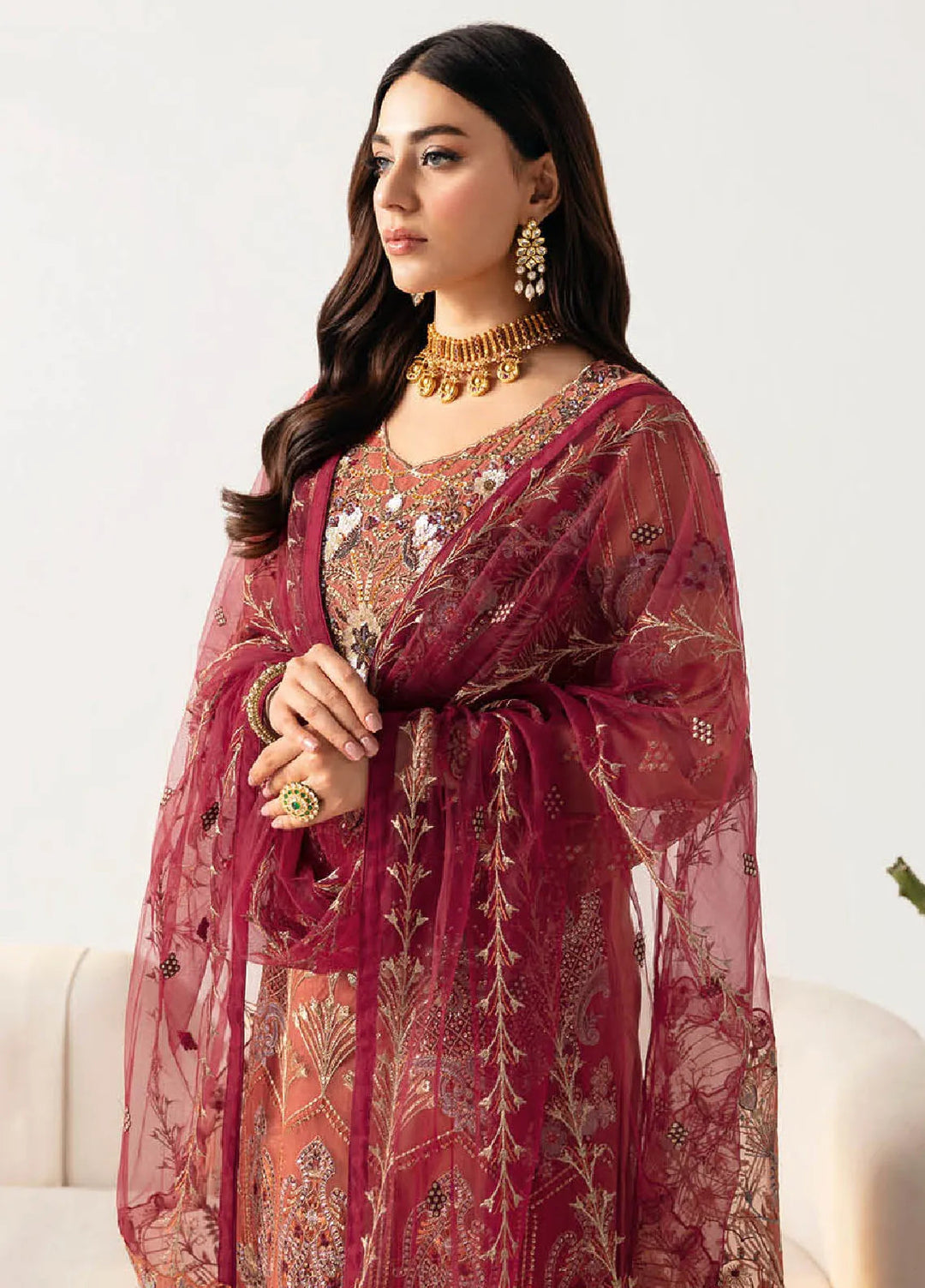 Minhal By Ramsha Embroidered Organza Suits Unstitched 3 Piece RSH24M M-1103 - Formal Collection