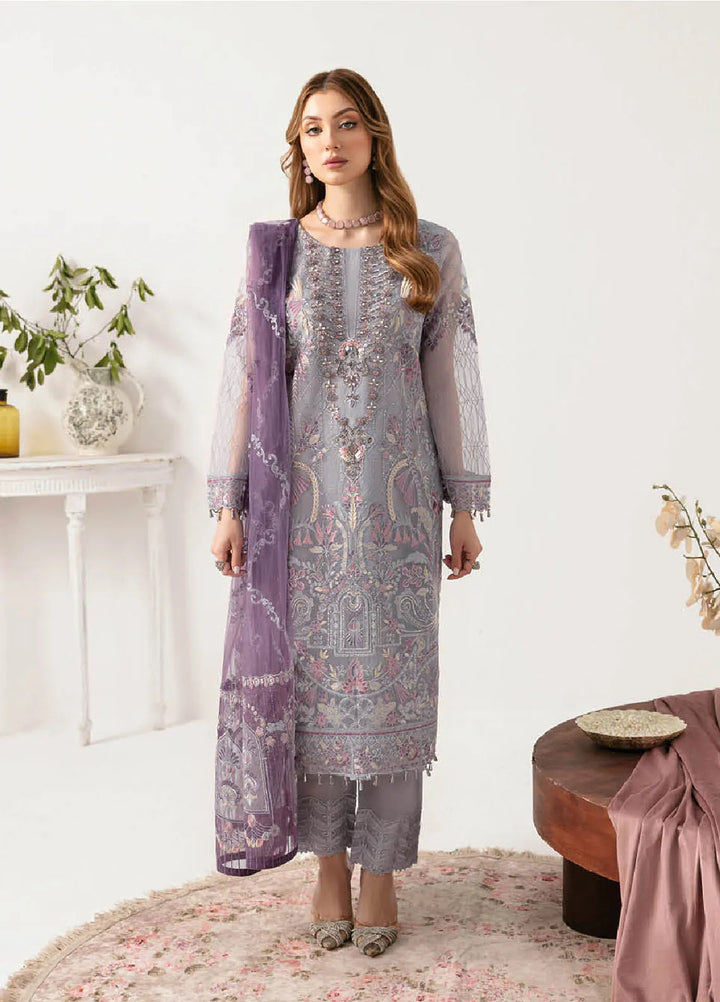 Minhal By Ramsha Embroidered Organza Suits Unstitched 3 Piece RSH24M M-1104 - Formal Collection